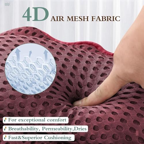 Bath Pillow RUVINCE Ergonomic Luxury Bathtub Pillow with Head,Neck, Shoulder and Back Support, 4D Bath Pillows for tub with 6 Powerful Suction Cups, Fits All Bathtub, Spa Tub, Hot Jacuzzi (Dark red)