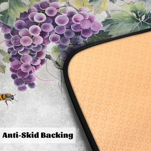 Kitchen Mats, Watercolor Bee Grapes Kitchen Rugs, Cushioned Anti Fatigue Kitchen Mats, Non-Slip Standing Desk Mat, Absorbent Kitchen Rug for Floor, Kitchen, Office, Sink, 20"×39"