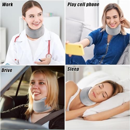 Neck Brace for Neck Pain and Support - Soft Foam Neck Brace Cervical Collar for Sleeping Breathable Neck Support Brace Wraps Keep Vertebrae Stable and Aligned for Women & Men, 1 Pcs, Gray