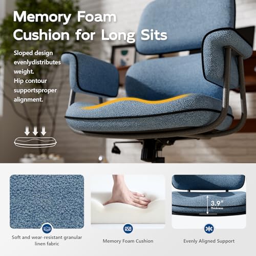 HomeZeer Blue Office Chair, Memory Foam Seat Mid Century Modern Desk Chair