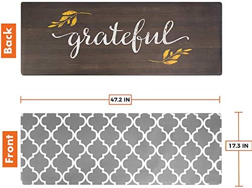 OPUX Anti Fatigue Kitchen Floor Mat, Reversible Cushioned Memory Foam Kitchen Rug Pad, Waterproof Non-Slip Padded Comfort Standing Mat Laundry Home 47x17 (Farmhouse Grateful Moroccan)