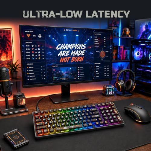 RK ROYAL KLUDGE R98 Pro Wired Mechanical Keyboard, RGB PC Gaming Keyboard with Number Pad and Volume Knob, dye Sublimation DSA Profile Pudding Keycaps, for Win/Mac, Hot Swappable Linear Cream Switch
