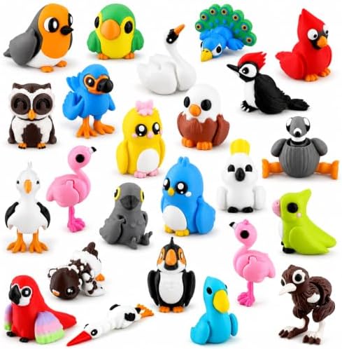 24Pcs 3D Printed Birds Animals Articulated Flexible 3D Printed Fidget Toys