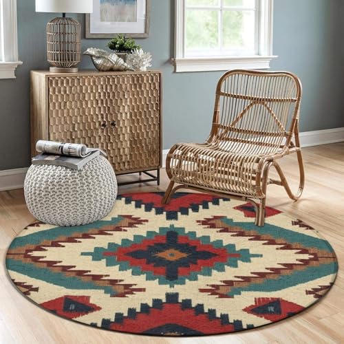 Circular Rugs Large Modern Round Area Rug Fashion Decor Mat for Home Office Native American Western Aztec