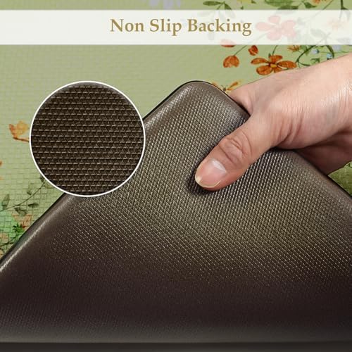 KIMODE Anti Fatigue Kitchen Mat for Floor, Butterfly Flower Kitchen Rugs