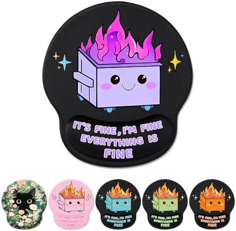 Hancynir Dumpster on Fire Ergonomic Mouse Pad with Wrist Support Desk Decor
