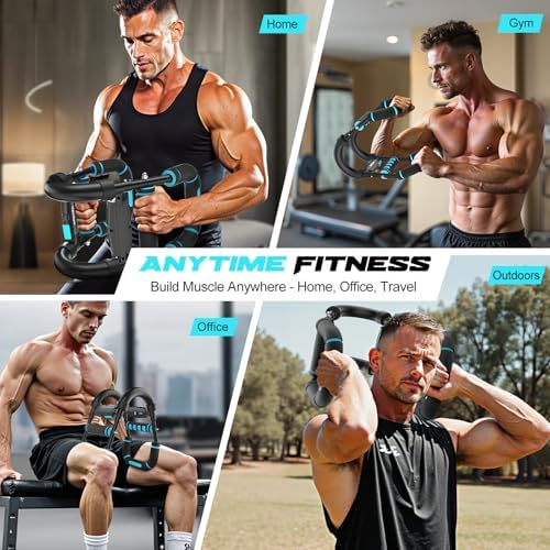 Twister Arm Trainer for Men, Chest Workout Equipment 5-Level Adjustable (40-130lb) with Ergonomic 27° Targets Biceps/Clip/Thigh, Portable Exerciser for Home Gym Travel Fitness