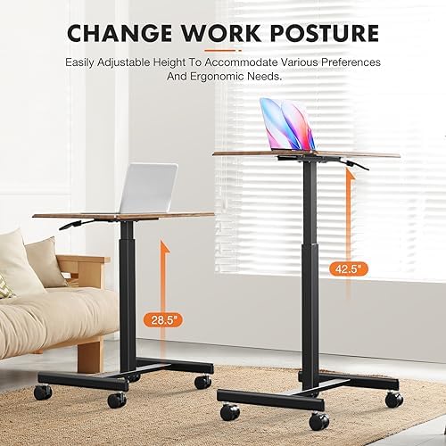 Sweetcrispy Mobile Rolling Desk, Small Standing Desk with Wheels