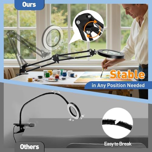 HITTI 30X 10X Magnifying Glass with Light, 1800 Lumens Stepless Dimmable