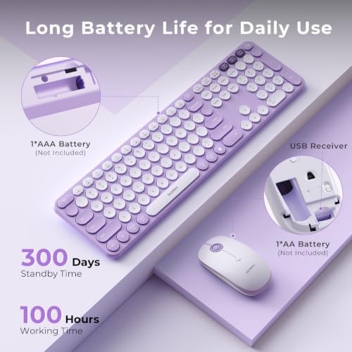 seenda COE202 Wireless Bluetooth Keyboard and Mouse Combo, Star Purple