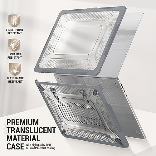 SEYMAC stock Case for MacBook Air 15 inch, Shock-Absorbing Protection with Folding Stand &Mouse Pad Case for MacBook Air 15 inch, Gray