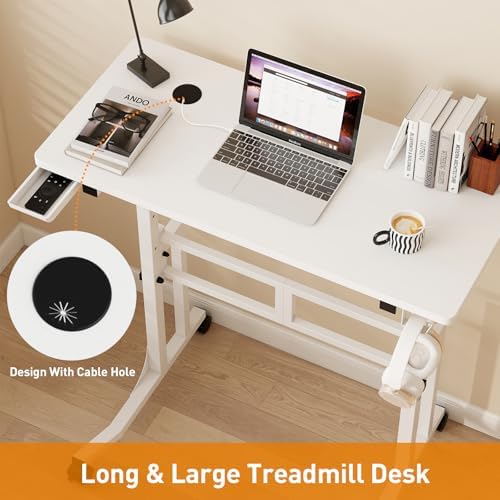 ikkle Standing Desk with Wheels,Hooks and Drawer,Adjustable Treadmill Desk