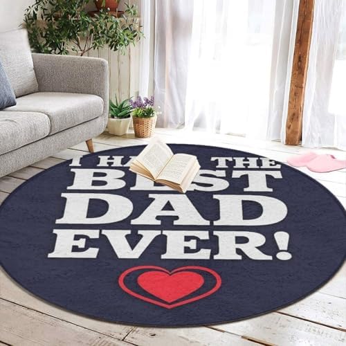 Fashion Round Area Rug Large Non Slip Carpet Unisex Home Decor Mat Best Dad Ever Heart