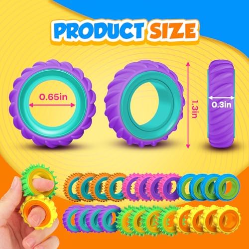 Fidget Toys Sensory Rings for Kids: 48 Pack Goodie Bags Stuffers for Kids - Quiet Stress Toys for Autism Calming - Fun Fidgets for Classroom Prizes Stocking Stuffers