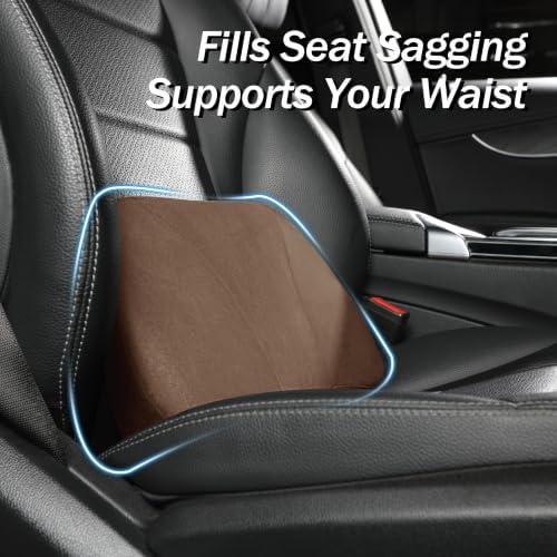 Lumbar Support Pillow,Back Pain Relief Cushion,fits tightly around the waist,Memory Foam,Skin-friendly Suede Fabric,fit Car Drive,Office chair,Rest seat,Improve Posture,Portable,15.5''Lx 8.7''H