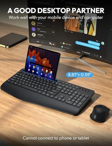 SABLUTE Wireless Keyboard and Mouse Combo, 2 Pack, Ergonomic Wrist Rest