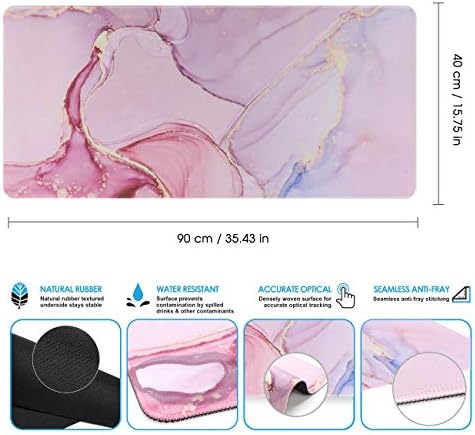 iCasso Extended Gaming Mouse Pad 35.4x15.7in Desk Pad,Glitter Marble
