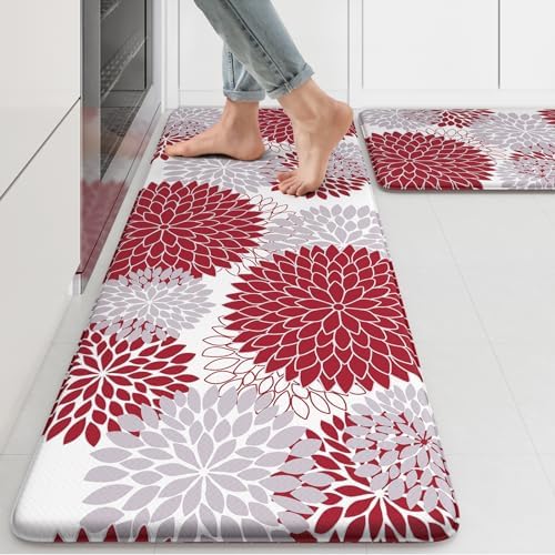KIMODE Anti Fatigue Kitchen Mats for Floor 2PCS Cushioned Standing Mats
