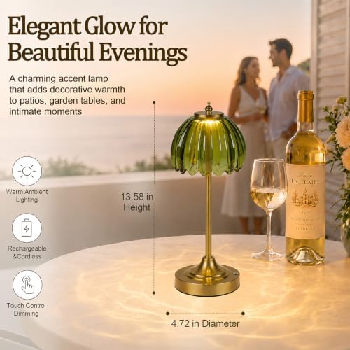Rechargeable Cordless Table Lamp, 3 Color Temps & Stepless Dimming