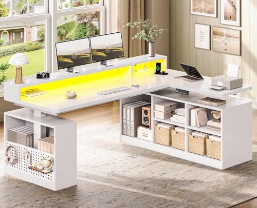 SEDETA L Shaped Electric Corner Standing Desk with Storage, Monitor Stand