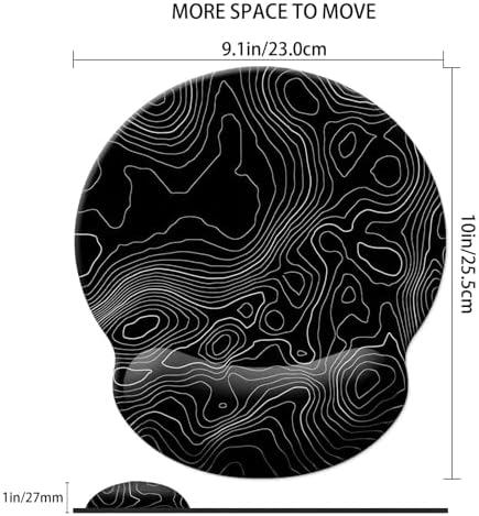 Gaming Mouse Pad Wrist Support,Ergonomic Mouse Pad with Wrist Rest,Comfortable Mousepad with Smooth Wrist Rest,Pain Relief Mouse Pads for Non-Slip Base,Computer,Laptop,Office，Home（Black Lines）