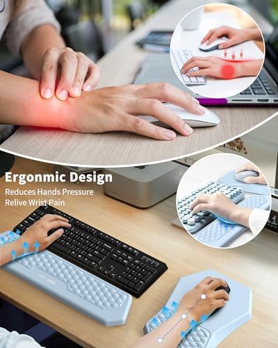 Ergonomic Mouse Pad with Wrist Rest & Keyboard Wrist Rest Support Set