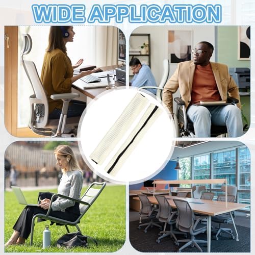 PATIKIL 22x4.3 in Office Chair Armrest Covers, 2 Pair Office Chair Arm Covers Long Computer Chairs Arm Rest Cover with Zipper Removable Rest Slipcover Hand Rest Protector, Natural White