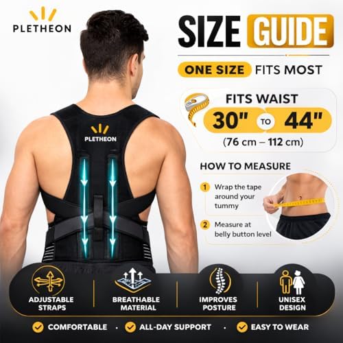 Posture Corrector for Men & Women | Adjustable Upper Back & Shoulder Support Brace for Posture Alignment, Neck & Back Support | Lightweight & Comfortable Daily Wear (Black)