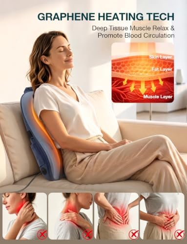 Back Massager with Heat 5D Shiatsu Kneading Neck Massage for Pain Relief