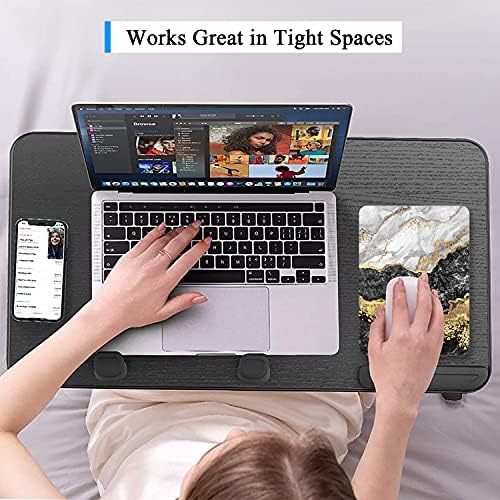 Small Mouse Pad, Mini Mouse Pad 6" x 8", Thick Rubber Waterproof Mouse Mat, Cute Mousepad for Women Men Kids Wireless Mouse Laptops Keyboard Tray Home Office Travel, Black White Gold Marble