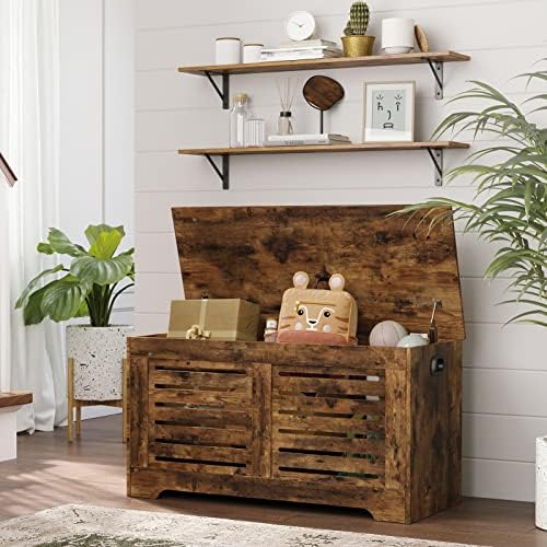 DINZI LVJ Long Wall Shelves, 39.4Inch Wooden Wall Mounted Shelves, Set of 4