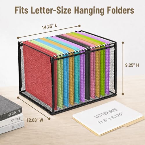 LEKETREE Mesh Hanging File Organizer Box for Desk, Black 1 Pack