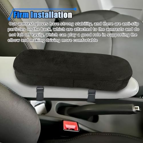 2PCS Car Seat Armrest Covers, Soft & Comfortable Office Chair Arm Pad, Anti-Scratch Car Armrest Cushion, Universal Car Armrest Pillow Protector Cover for Most Cars (Black)
