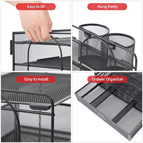 Marbrasse Desk Organizer, 4-Tier Paper File Letter Tray, Black