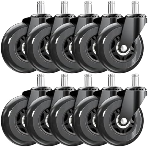 3 Inch Office Chair Wheels, Set of 10 (Black)