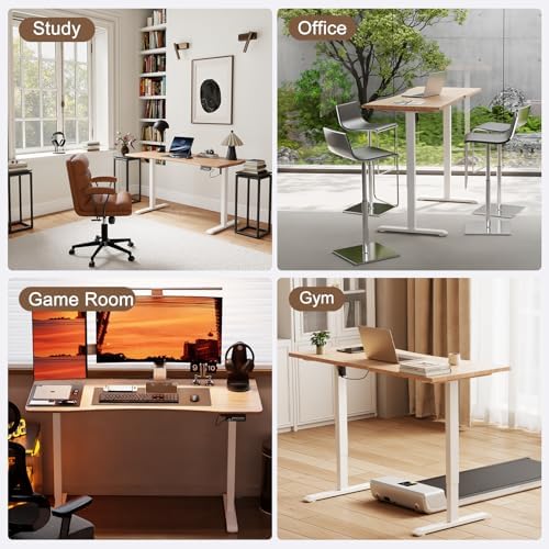 Solid Wood Electric Standing Desk, 55"x23.6" Oak Standing Desk