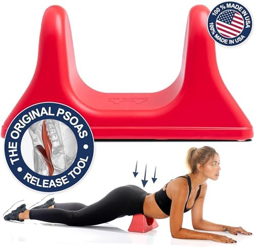 PSO-RITE Psoas Muscle Release Tool – Made in USA, Patented Deep Tissue Massage Device for Your Back, Hip Flexor & Trigger Point Relief - Sunset Red