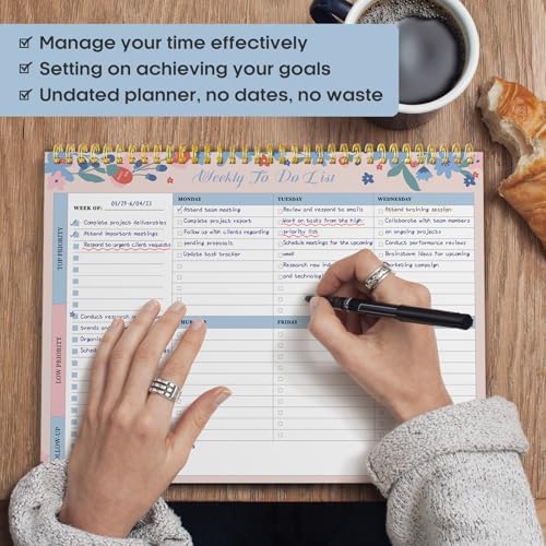 Taja Weekly To Do List Notepad, Undated Weekly Planner Pad, 8.5" x 11"