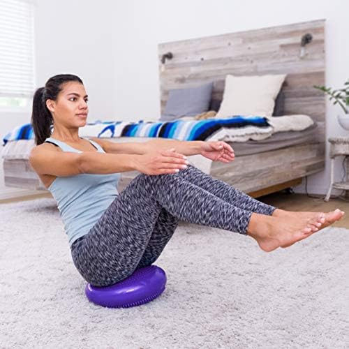 ProsourceFit Core Balance Disc, Inflatable Wobble Cushion with Hand Pump, Dual-Textured Non-Slip Surface for Core, Balance, and Stability Training, 14-inch