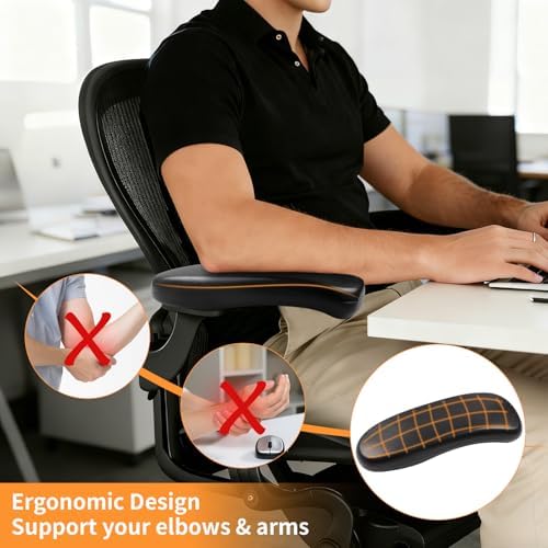 Office Chair Armrest Replacement, PU Chair Arm Pads Caps Compatible with Herman Miller Classic Aeron Chair, 1 Pair