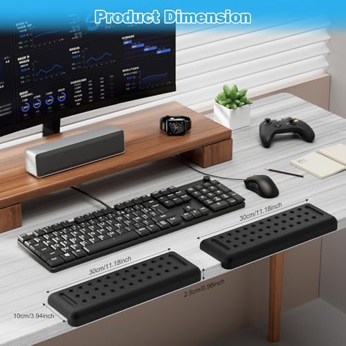Leolee L-Shaped Desk Elbow Pads for Desk, Black Memory Foam Arm Rest