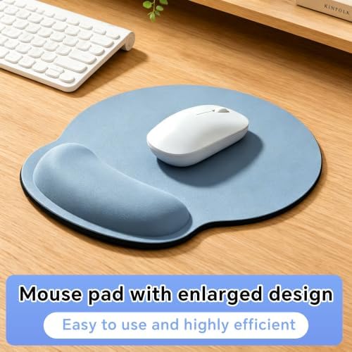 Ergonomic Mouse Pad with Wrist Rest, Lycra Surface, Blue