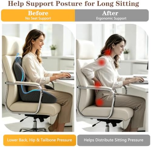 Ergonomic Seat Cushion with Back Support, Black