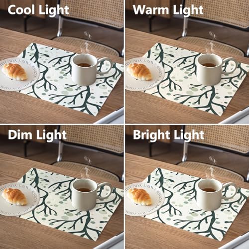 Marine Ocean Inspired Linen Placemats, Abstract Art Minimalist Table Mats for Table Washable Heat Insulation Thick Dining Mat, Indoor/Outdoor 12X18 in 4 Pcs