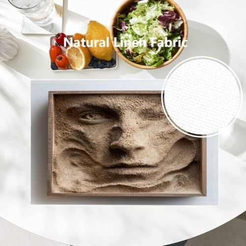 Batmerry Sand Portrait Placemats, Formed Face in Frame Washable Linen Table Mats for Kitchen Table Double Insulation Decor Dining Set Indoor Outdoor 12X18 in Set of 6
