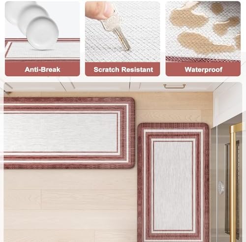 KIMODE Anti Fatigue Kitchen Mats for Floor 2 Piece, Farmhouse Kitchen Rugs