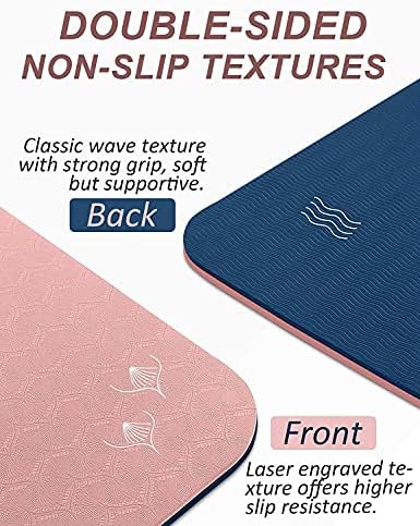 BEAUTYOVO Yoga Mat with Strap, 1/3 Inch Extra Thick Yoga Mat Double-sided Non Slip, Professional TPE Yoga Mats for Women Men, Workout Mat for Yoga, Pilates and Floor Exercises