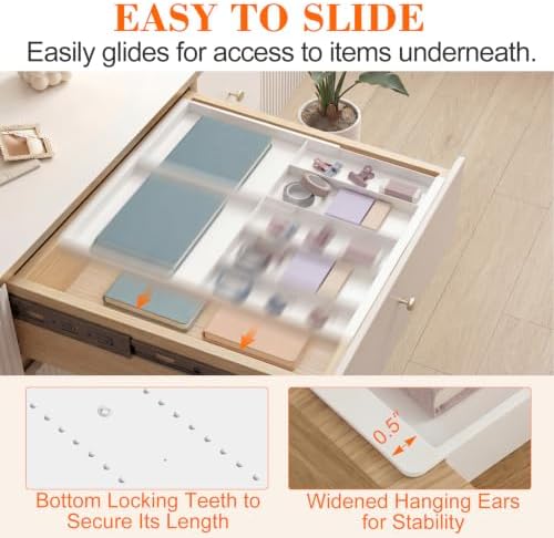 Briwooody 3 Pcs Hanging Sliding Drawer Tray with Adjustable Dividers