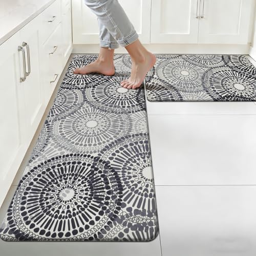 HEBE Anti Fatigue Kitchen Rugs Set of 2, Cushioned Kitchen Mats for Floor