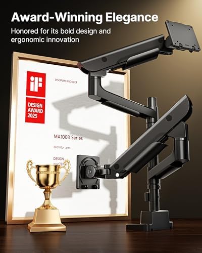 monTEK Dual Ultrawide Monitor Arm for 17-57" Screens, USB, Black